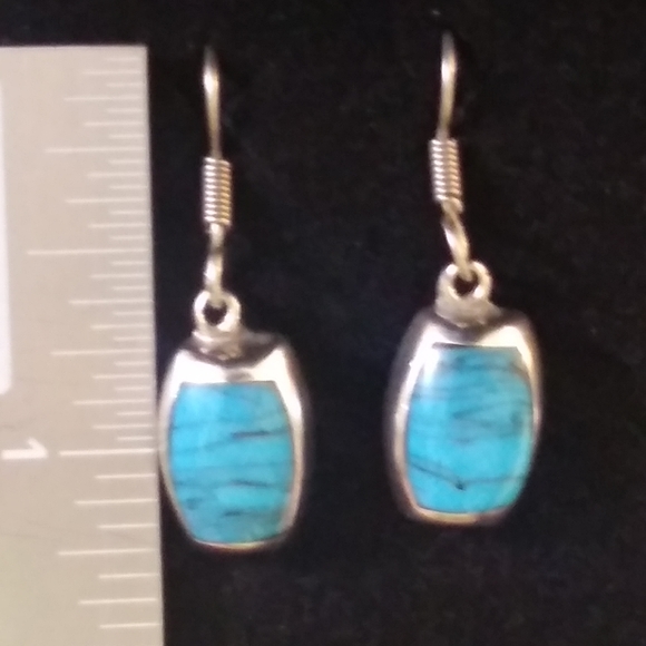 Stunning Vintage Taxco Sterling Turquoise Earrings - Picture 8 of 10